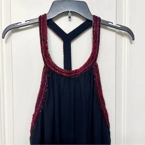 New Jewel Badgley Mischka Trapeze Dress with Beaded Trim in Black Size 8 - Picture 7 of 12